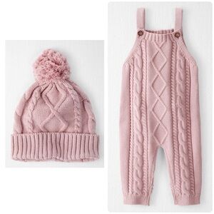 Little Planet | Organic Cotton Cable Knit Overalls & Hat 6M NWT
